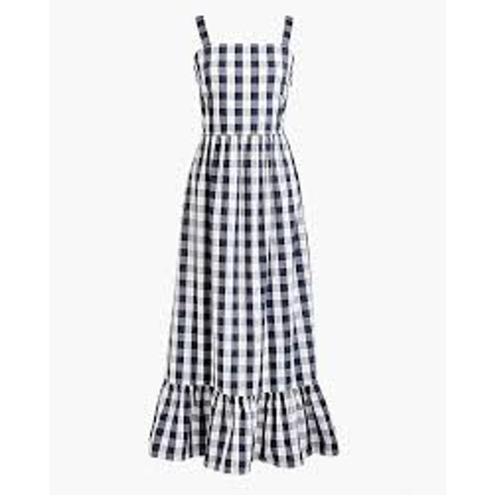 J. Crew Navy and White Gingham Maxi Dress